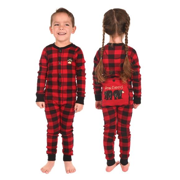 Lazy One Other - Lazy One | Kids Bear Cheeks Plaid Onesie Flapjack | Size 6